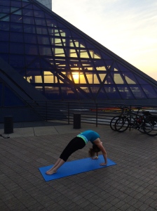 BelieveInCLE sponsored free yoga at the Rock and Roll Hall of Fame this summer!